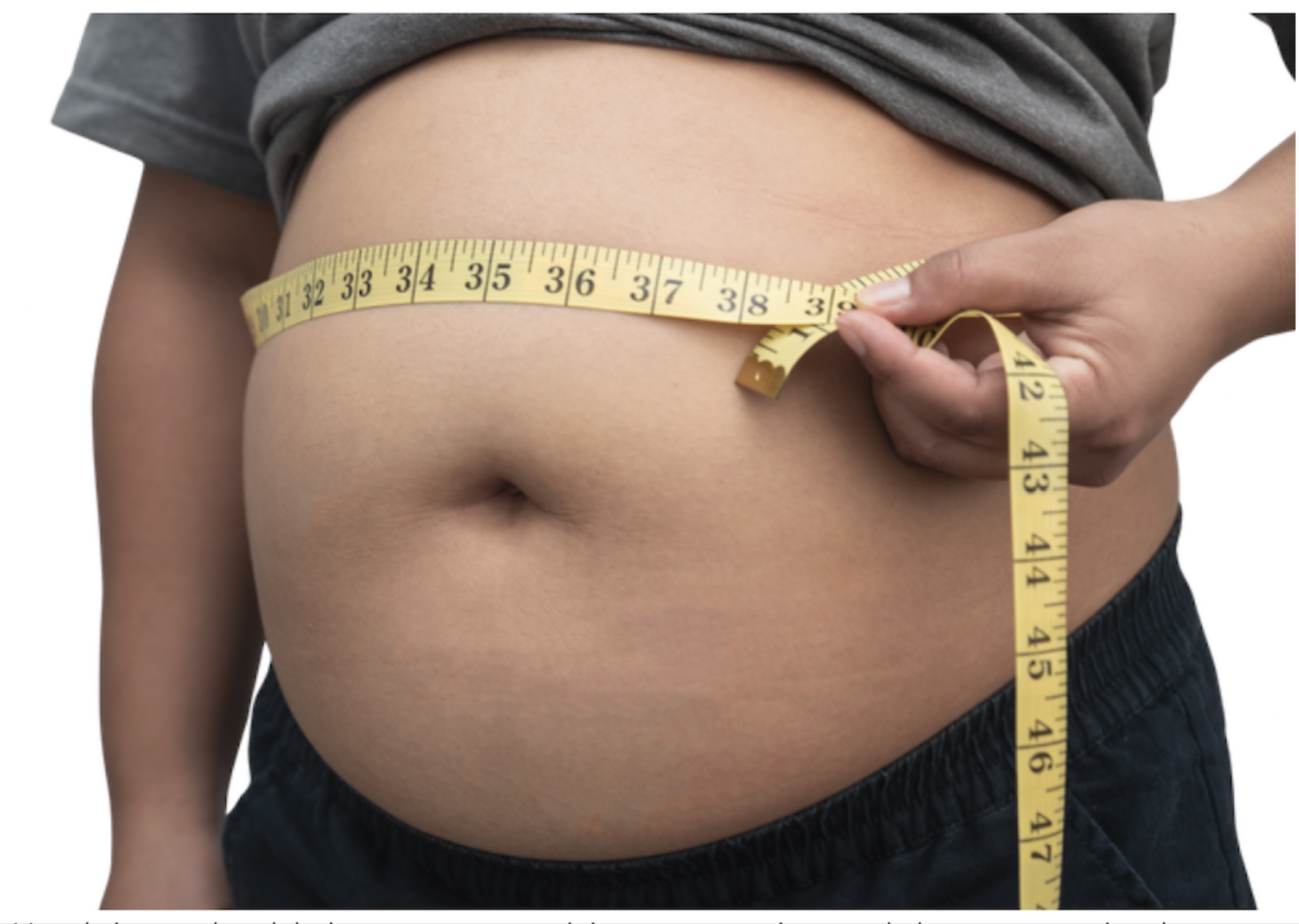 Measuring waist circumference with tape measure to assess central obesity